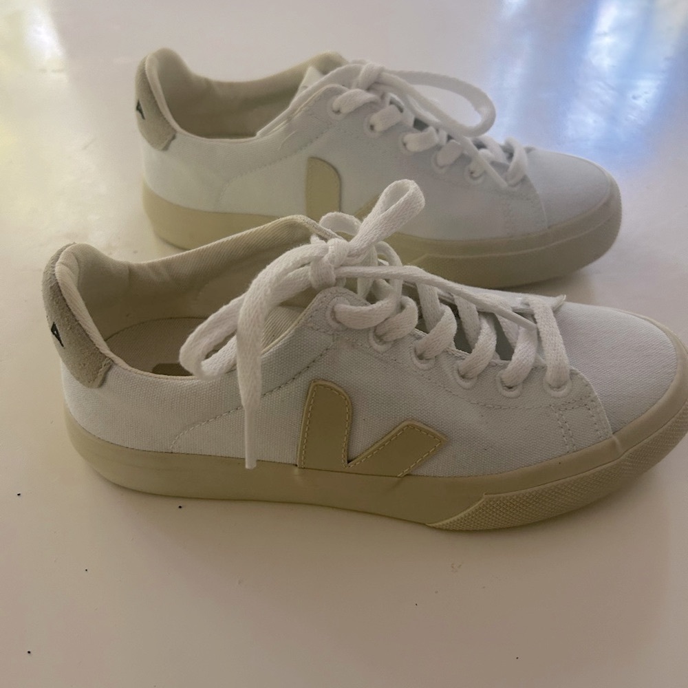 Veja Cream and White Casual Sneakers